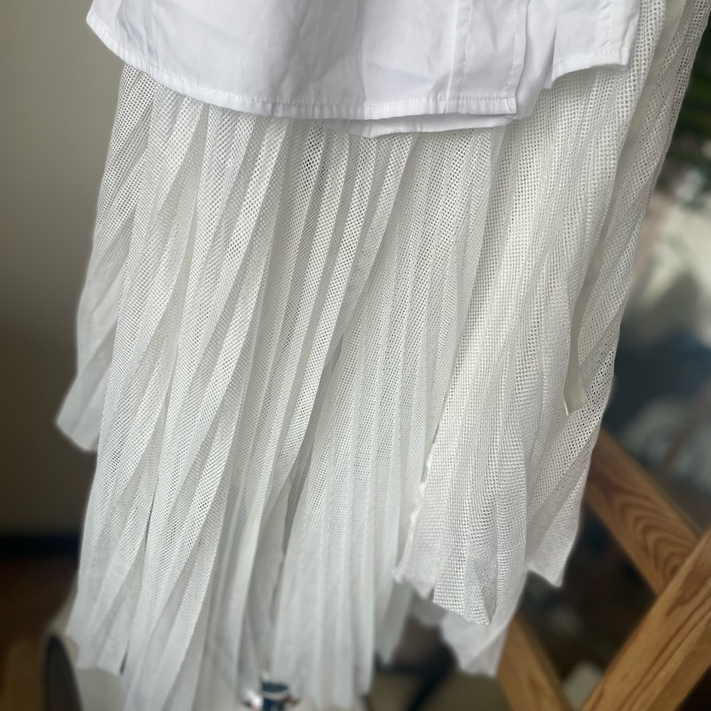 ShirtDress With Sheer Layer in White - Picture 11 of 16